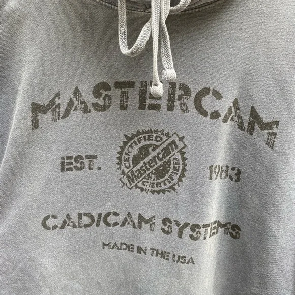 Mastercam Cad/Cam Systems Gray/Blue Hoodie for Men Pullover Made in the 🇺🇸 USA - Picture 2 of 9